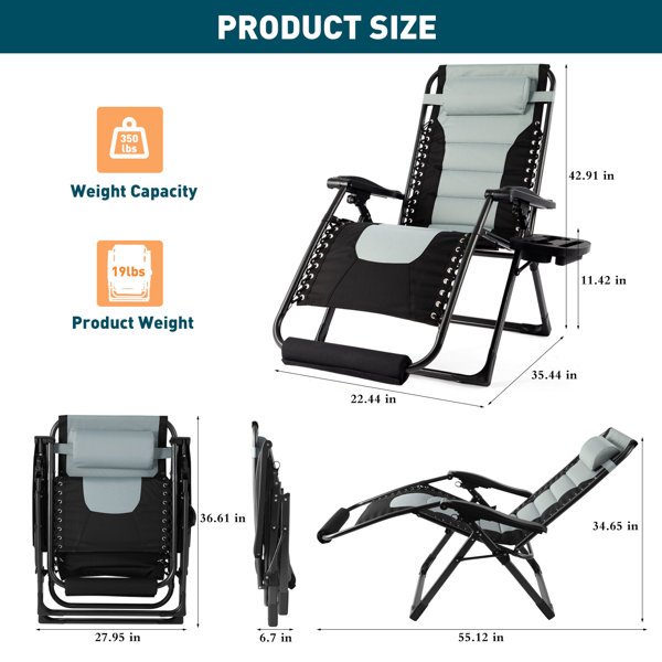 Arlmont & Co. Muhab Folding Zero Gravity Camping Chair Fashion Recliner